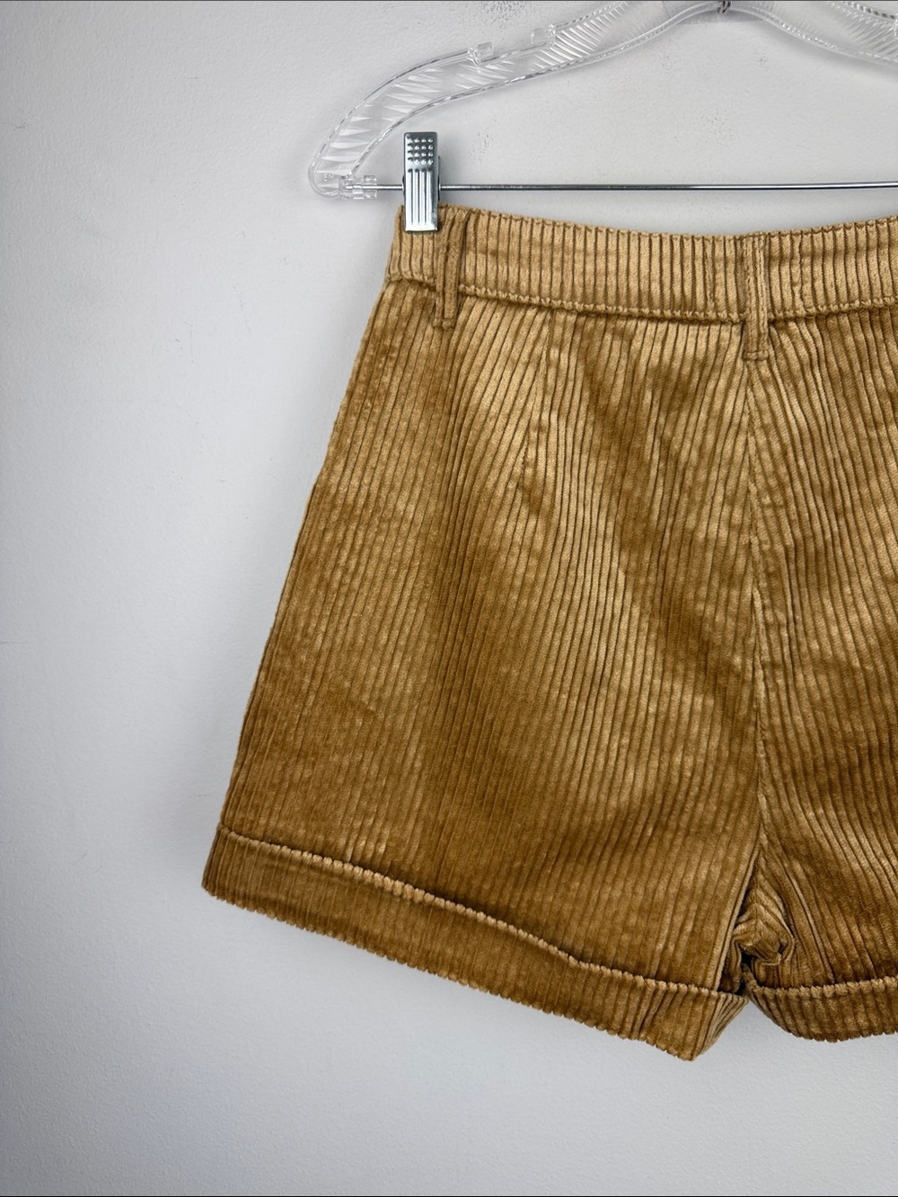 Sezane Maddie Shorts Dark Beige High Waist Pockets Cuffed Corduroy Size 4 Fall - Picture 12 of 16